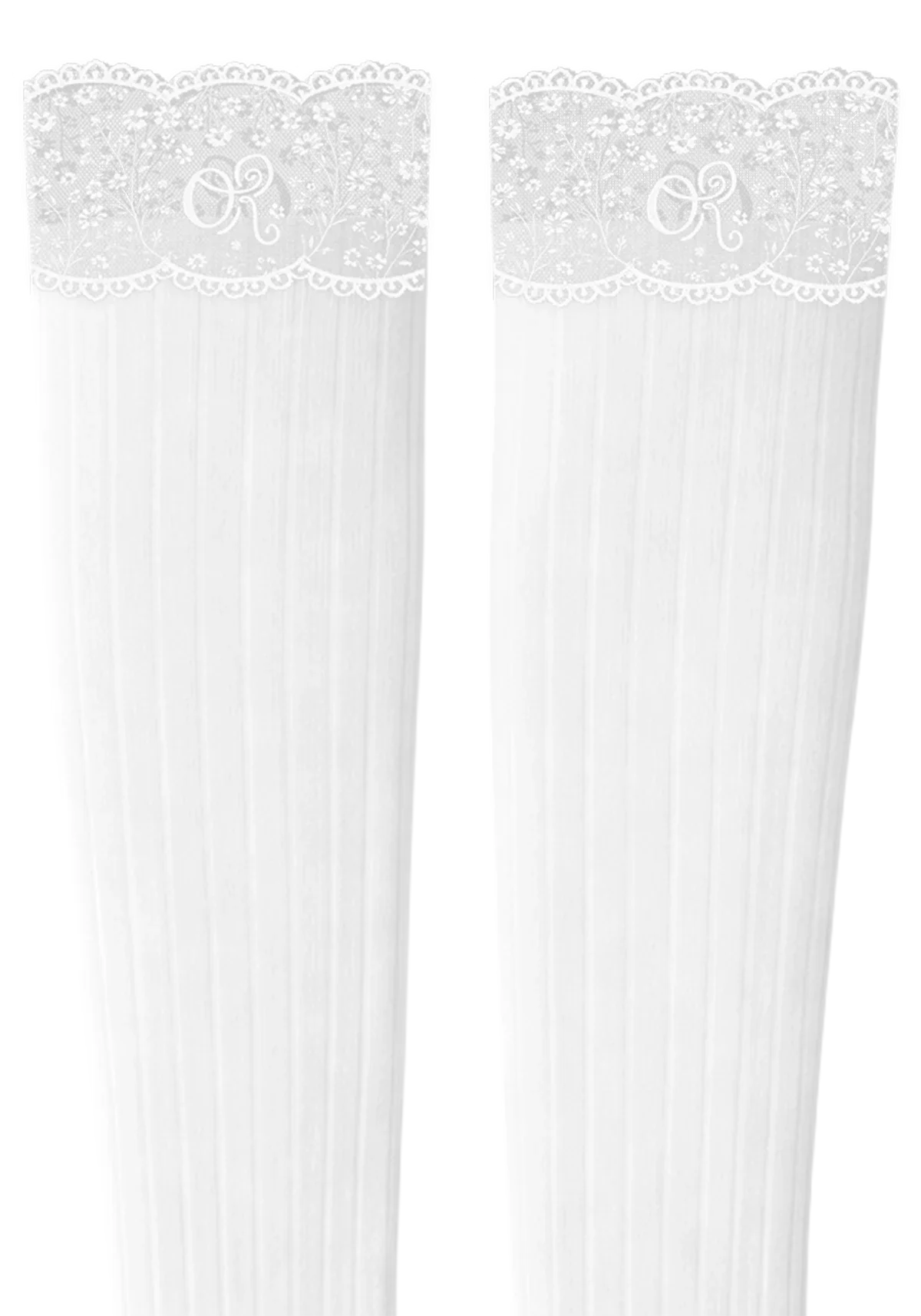 logo lace top knee high sock set - Image 2