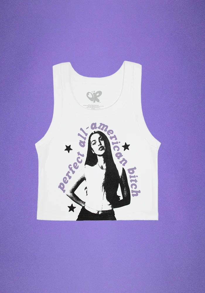 perfect all-american bitch crop tank in white - Image 4