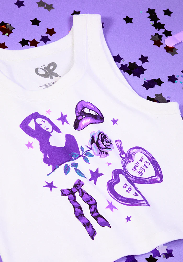 spill ur GUTS on tour crop tank in white - Image 3