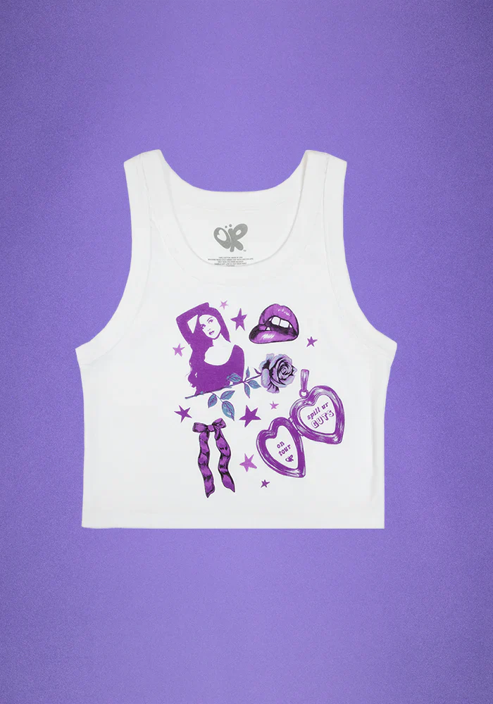 spill ur GUTS on tour crop tank in white - Image 4